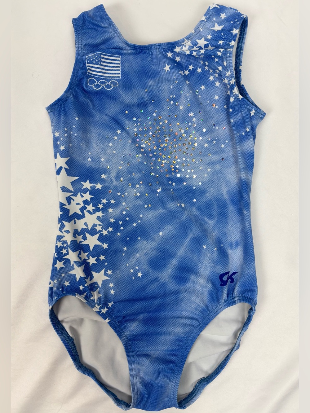 GK Elite Team USA Olympic Blue Stars Leotard Gymnastics CL Child Large